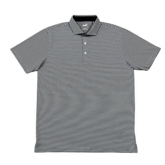Puma Golf Mens Black White Striped Performance Polo Shirt Size Medium - Picture 1 of 6